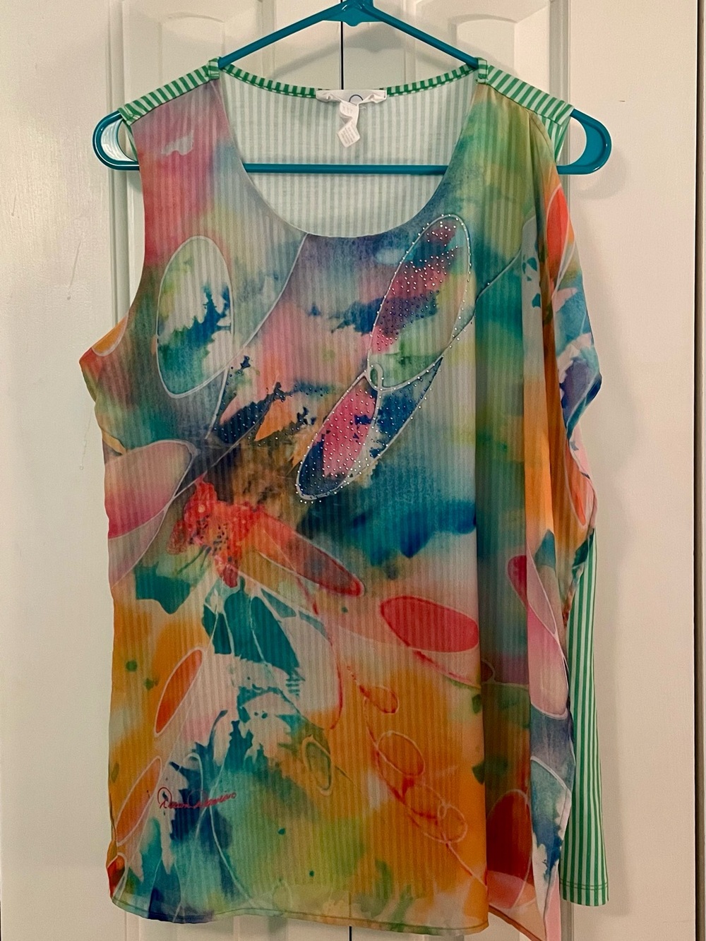 Dawn Davis Striped Sleeveless Top Multicolor